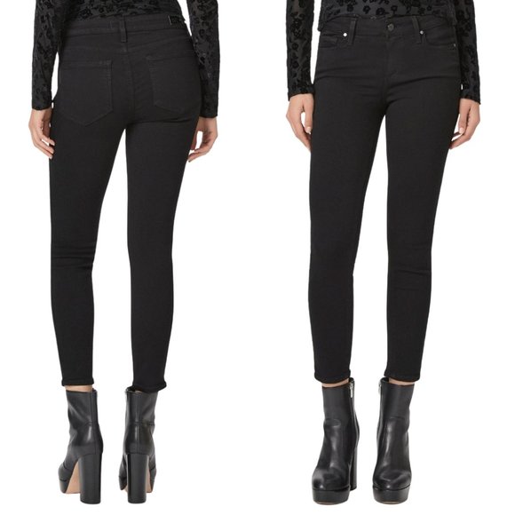 PAIGE Jeans Verdugo Crop Midrise Stretch Denim Black Shadow SZ 27 - Picture 1 of 16